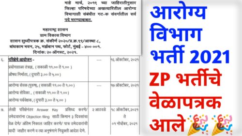 ZP Bharti 2021 Timetable,जिल्हा परिषद भर्ती वेळापत्रक