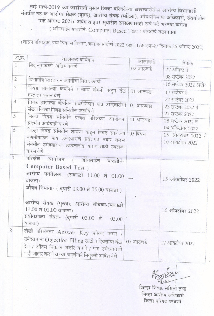 jilha parishad parbhani timetable